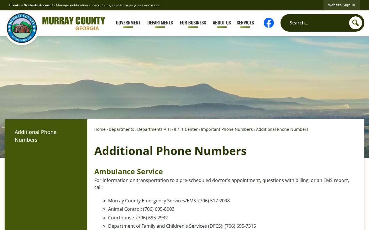 Murray County sheriff and police records phone directory