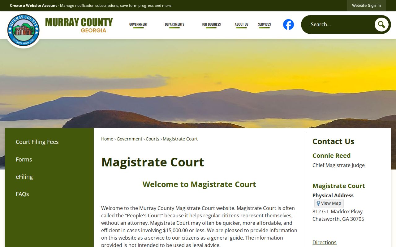 Murray County Magistrate Court information page