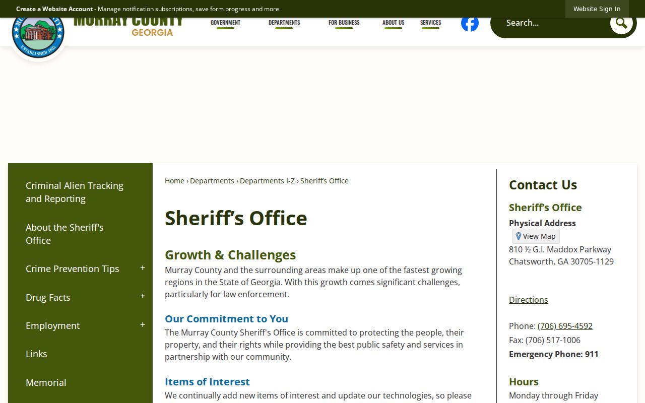 Murray County criminal records Sheriff Office source