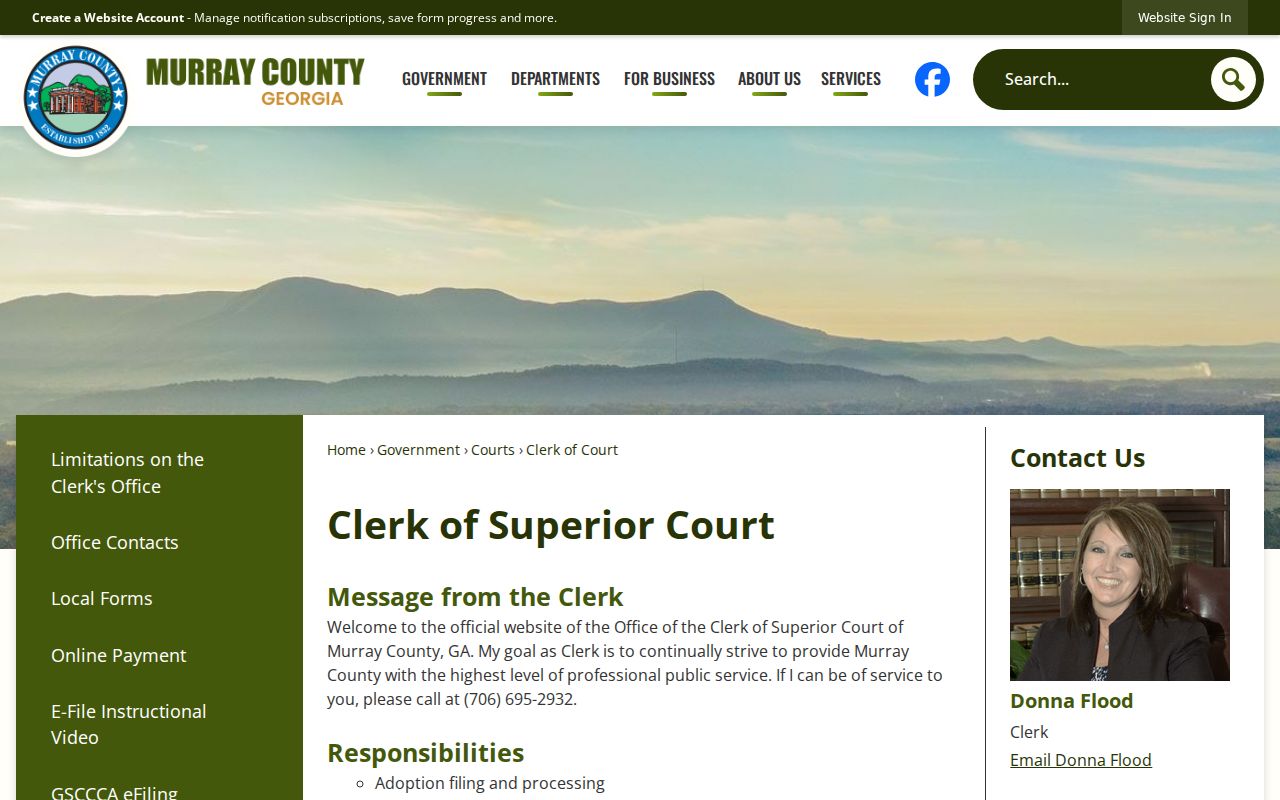 Murray County criminal records Clerk of Superior Court page
